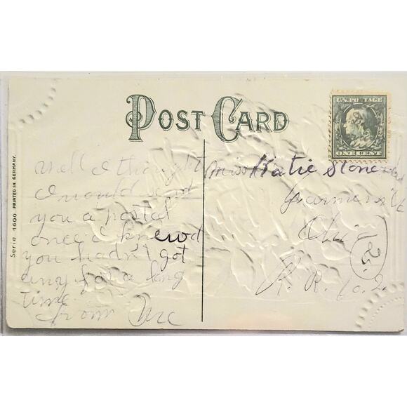 Lot Of Four Vintage Antique Embossed Postcards Flowers - Picture 6 of 9